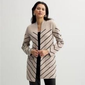 Nine West Tan and Black Chevron Cardigan